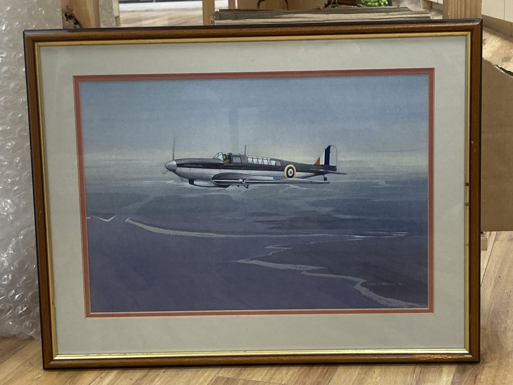 Peter A Henville (1925-2000), watercolour, Fairey Aviation Co Carrier Fighter Bomber, signed and dated 89, 33 x 48cm
